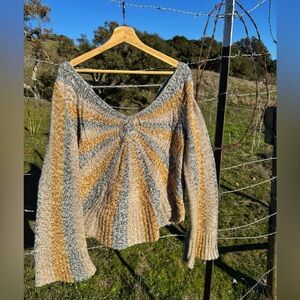 Free people bell sleeve sunburst sweater. Size medium
